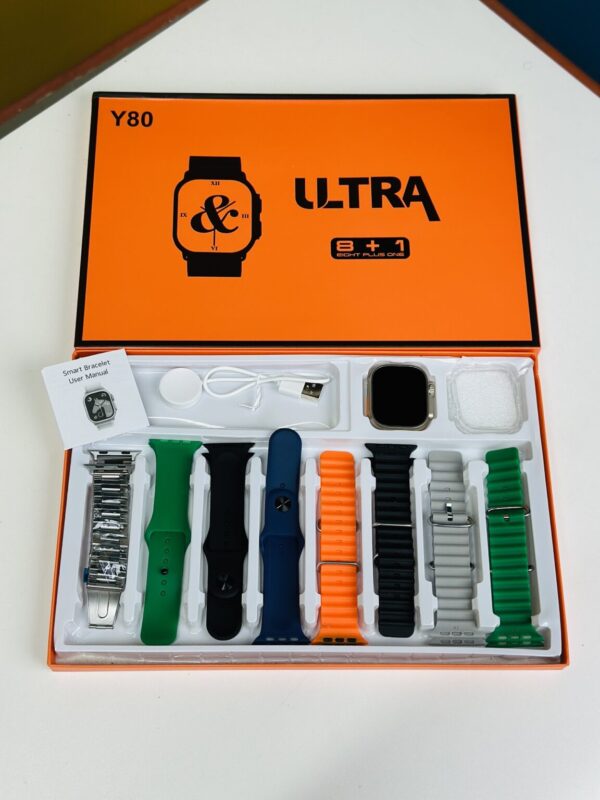 Y80 Ultra Smartwatch With 8 Strap